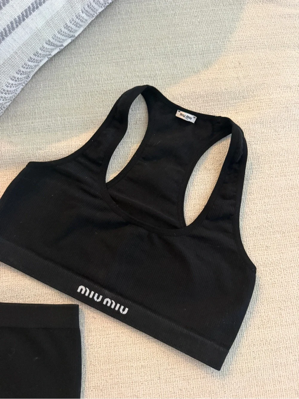 Miu Miu Black Racerback Bralette & Shorts Set - Picture 2 of 4